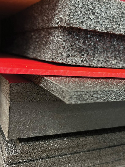 Stacked foam and PVC supplies