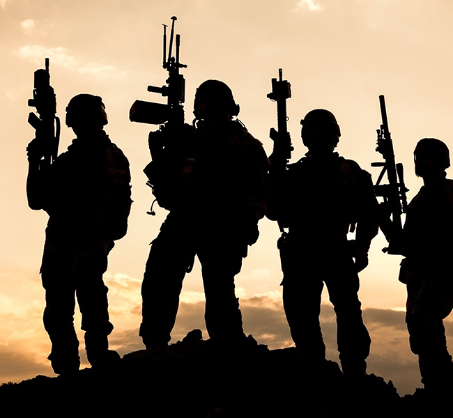 Military soldiers silohetted