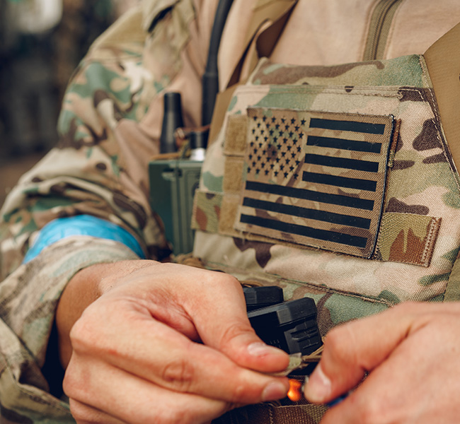 Military uniform showcasing the American Flag