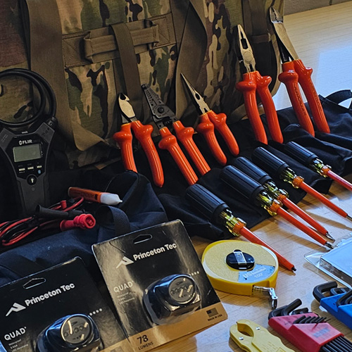 Assorted tools and supplies for a tool kit order