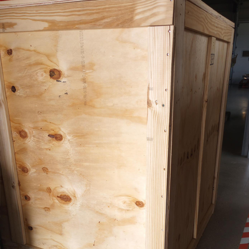 Close up of custom wooden crate made to order